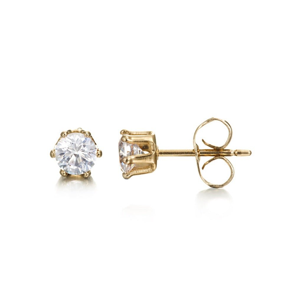 18ct Heavy Yellow Gold Plated Simulated Diamond Stud Earring - Brands N More