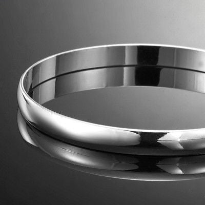 7mm Wide 925 Sterling Silver Plated Plain Bangle - USA Made - Brands N More