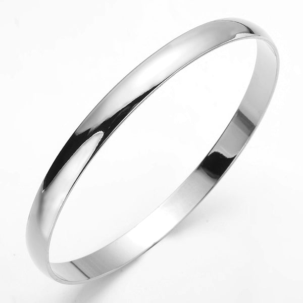 7mm Wide 925 Sterling Silver Plated Plain Bangle - USA Made - Brands N More