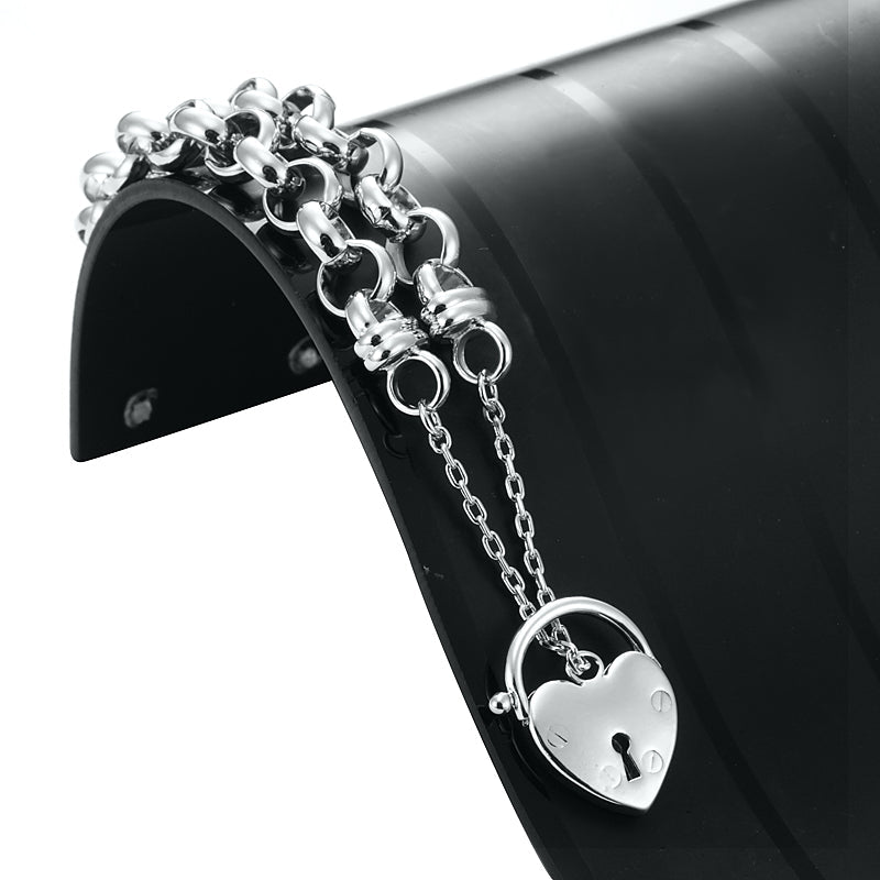 925 Sterling Silver Plated 10mm Belcher Chain Bracelet Featuring a Plain Locket - USA Made - Brands N More