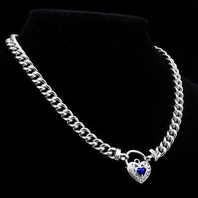 925 Sterling Silver Plated 8mm Euro Chain Necklace with a Dark Blue Filigree Locket - USA Made - Brands N More