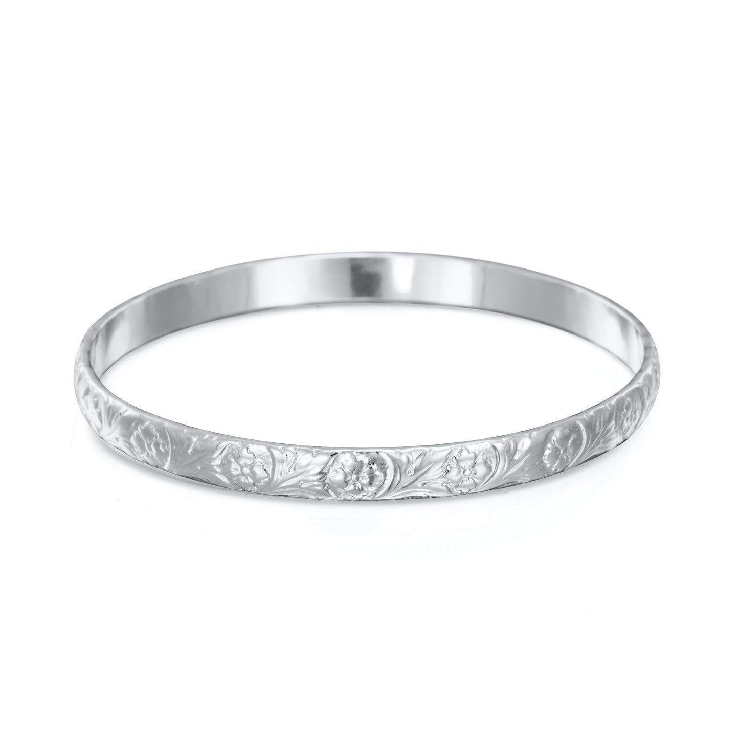 925 Sterling Silver Plated Embossed Filigree Women's Bangle - USA Made - Brands N More