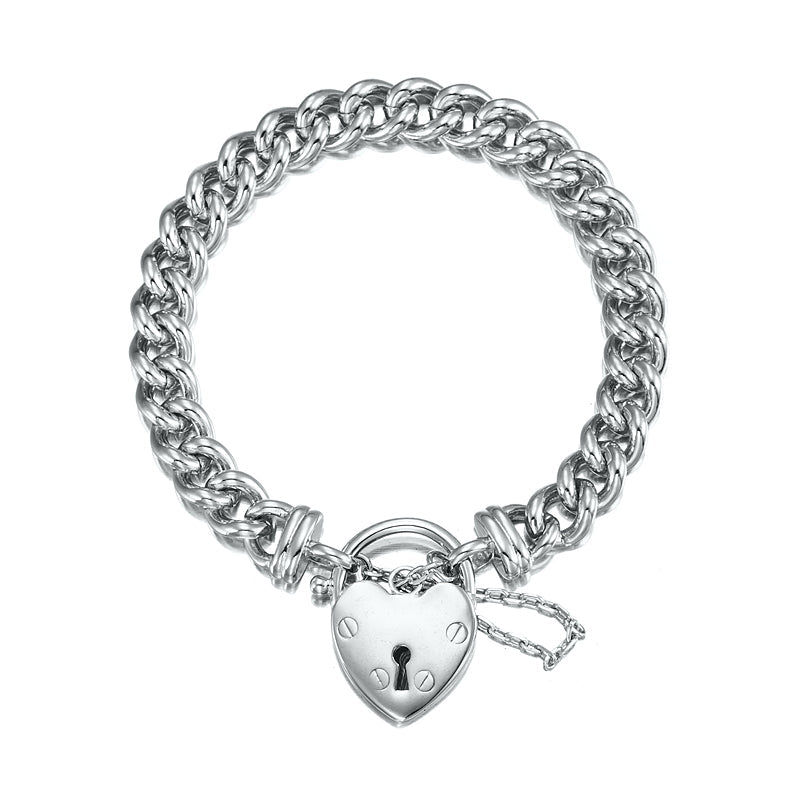 925 Sterling Silver Plated Euro Chain Bracelet Featuring a Plain Locket - USA Made - Brands N More