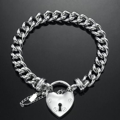 925 Sterling Silver Plated Euro Chain Bracelet Featuring a Plain Locket - USA Made - Brands N More