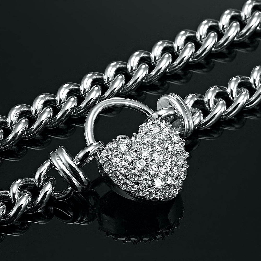 925 Sterling Silver Plated Euro Chain Necklace Featuring a Simulated Diamond Locket - USA Made - Brands N More