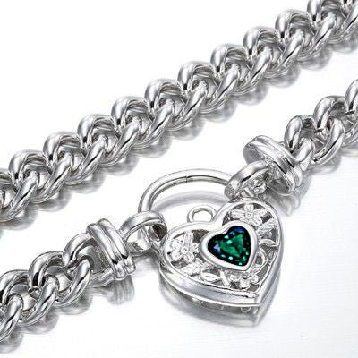 925 Sterling Silver Plated Euro Chain Necklace with a Green Filigree Locket - USA Made - Brands N More