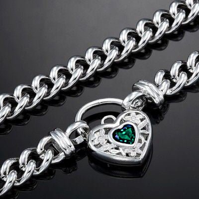 925 Sterling Silver Plated Euro Chain Necklace with a Green Filigree Locket - USA Made - Brands N More
