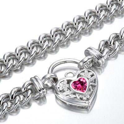 925 Sterling Silver Plated Euro Chain Necklace with a Pink Filigree Locket - USA Made - Brands N More