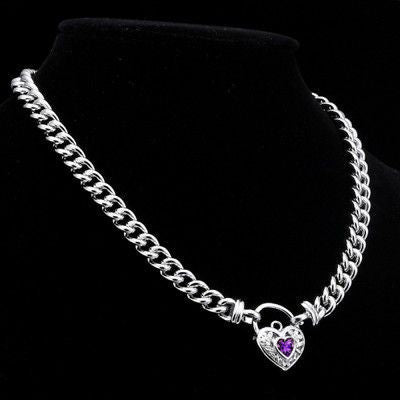 925 Sterling Silver Plated Euro Chain Necklace with a Purple Filigree Locket - USA Made - Brands N More
