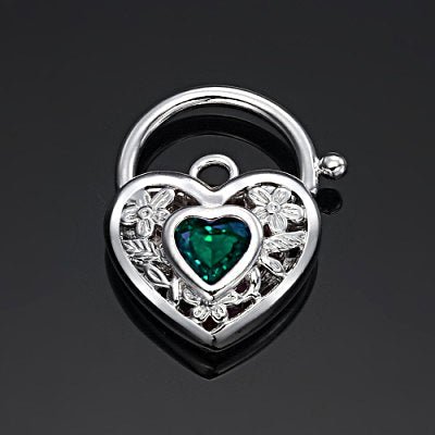 925 Sterling Silver Plated Green Filigree Heart Locket - USA Made - Brands N More
