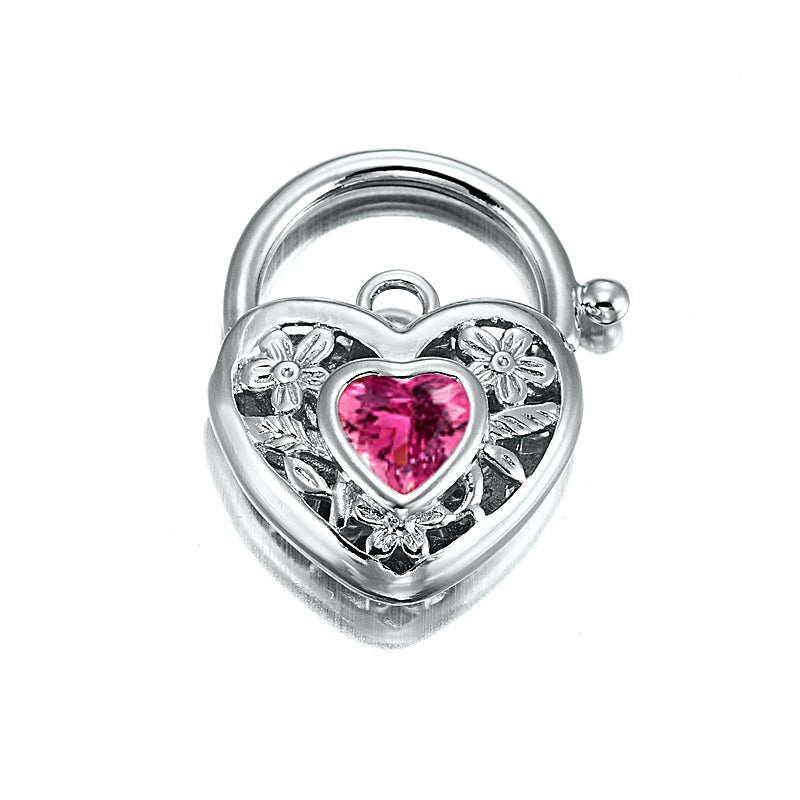 925 Sterling Silver Plated Pink Filigree Heart Locket - USA Made - Brands N More