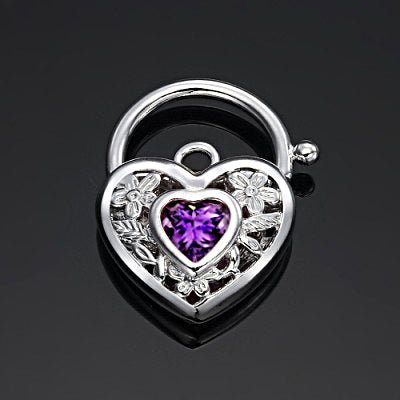 925 Sterling Silver Plated Purple Filigree Heart Locket - USA Made - Brands N More