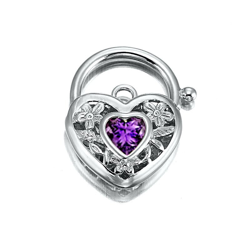 925 Sterling Silver Plated Purple Filigree Heart Locket - USA Made - Brands N More