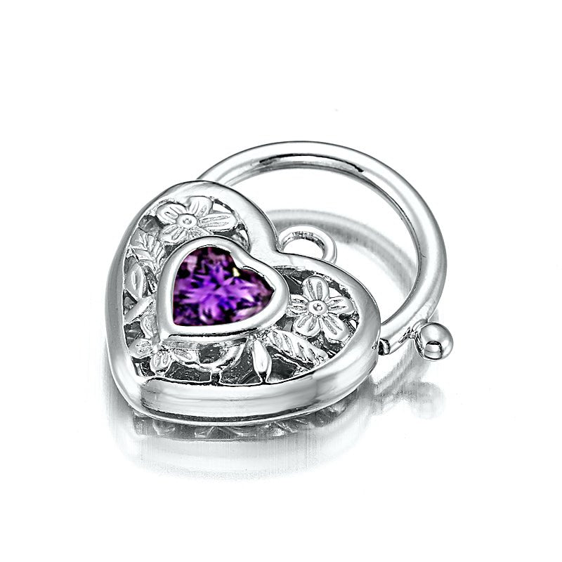 925 Sterling Silver Plated Purple Filigree Heart Locket - USA Made - Brands N More