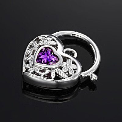 925 Sterling Silver Plated Purple Filigree Heart Locket - USA Made - Brands N More