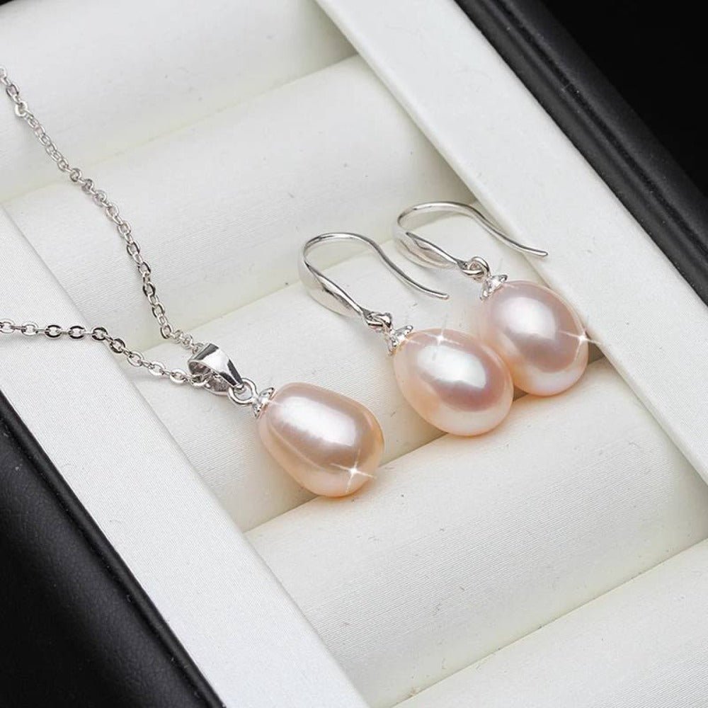 Classic Freshwater Pearl Drop Earring & Necklace Set - Brands N More