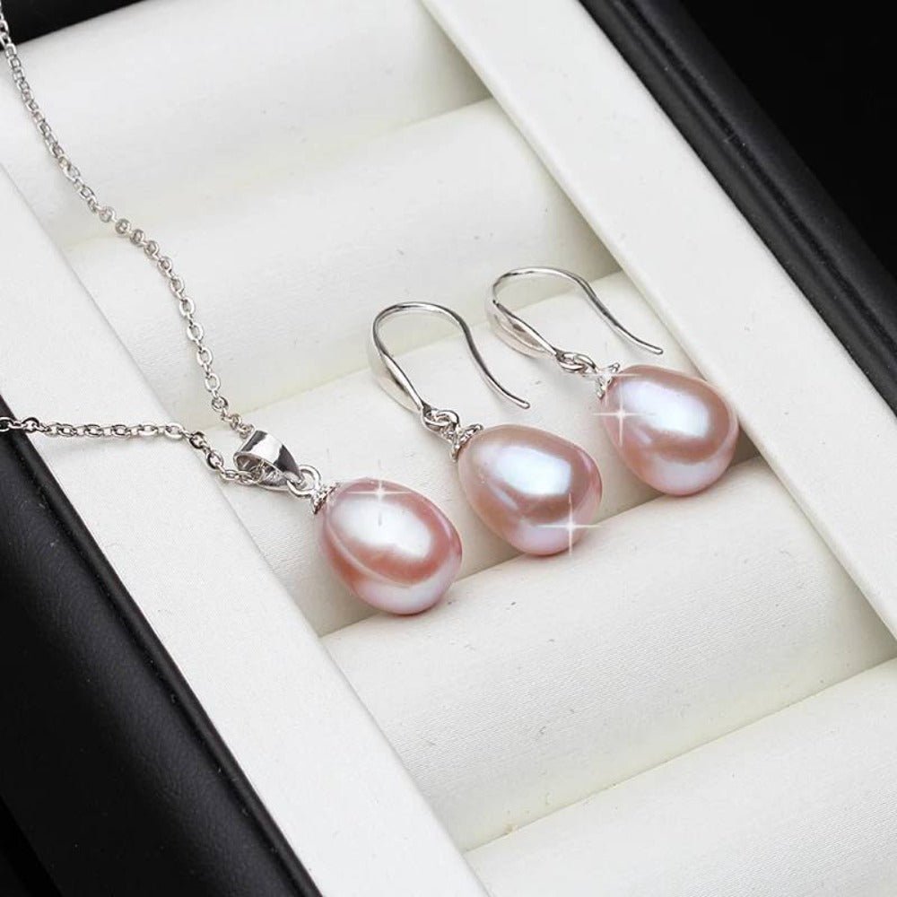 Classic Freshwater Pearl Drop Earring & Necklace Set - Brands N More