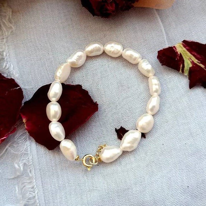 Designer Handmade Genuine White Freshwater Pearl Bracelet - Brands N More