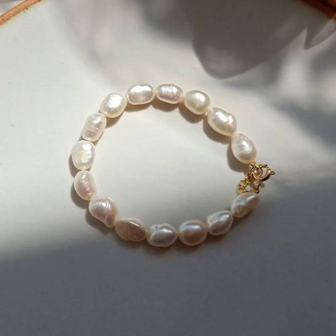 Designer Handmade Genuine White Freshwater Pearl Bracelet - Brands N More
