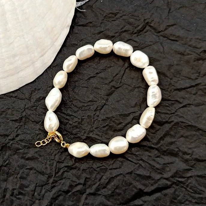 Designer Handmade Genuine White Freshwater Pearl Bracelet - Brands N More