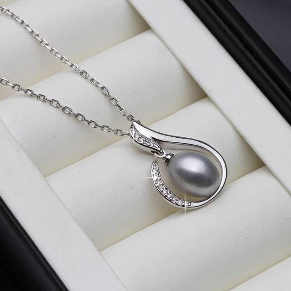 Designer Simulated Diamond and Freshwater Pearl Teardrop Necklace - Brands N More