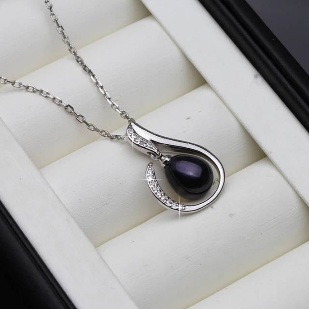 Designer Simulated Diamond and Freshwater Pearl Teardrop Necklace - Brands N More