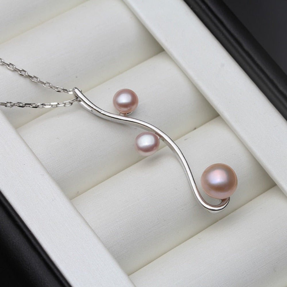 Designer Triple Swirl Genuine Freshwater Pearl Necklace - Brands N More