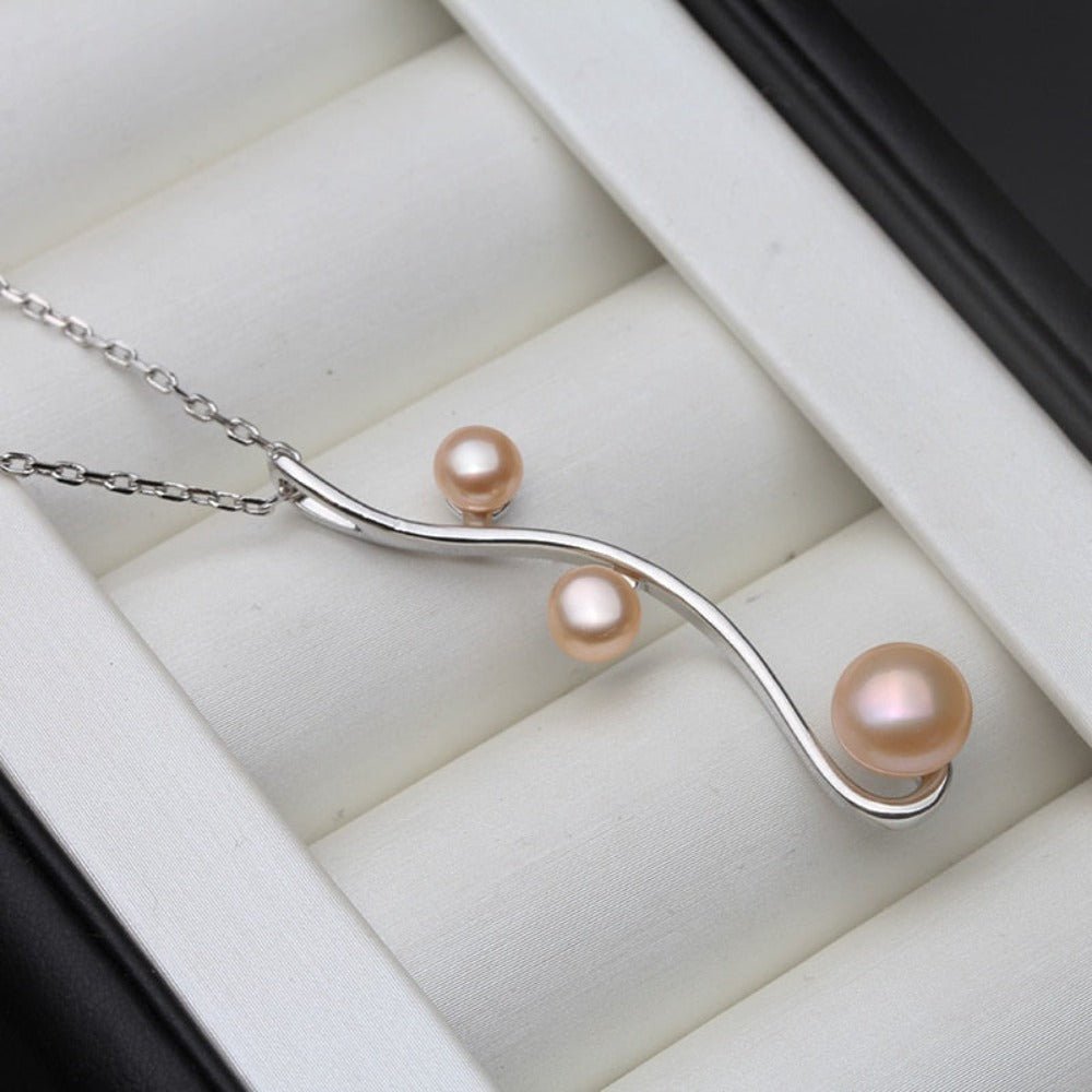 Designer Triple Swirl Genuine Freshwater Pearl Necklace - Brands N More