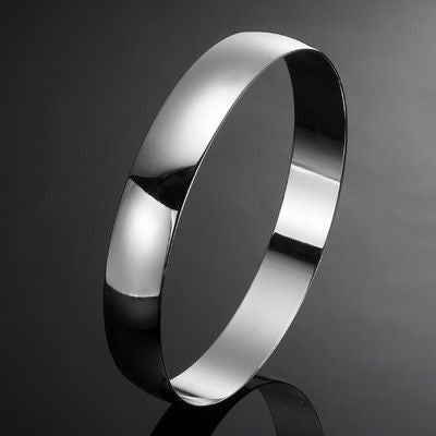 Extra Wide 925 Sterling Silver Plated 13mm Wide Plain Bangle - USA Made - Brands N More