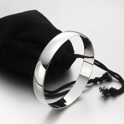 Extra Wide 925 Sterling Silver Plated 13mm Wide Plain Bangle - USA Made - Brands N More