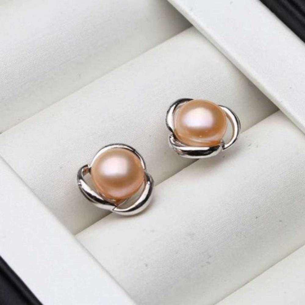 Genuine Freshwater Pearl Classic Swirl Stud Earrings - Brands N More