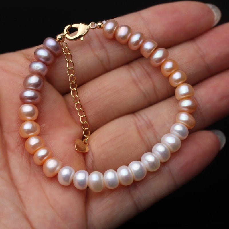 Genuine Pink, Purple & White Freshwater Pearl Bracelet - Adjustable Length - Brands N More