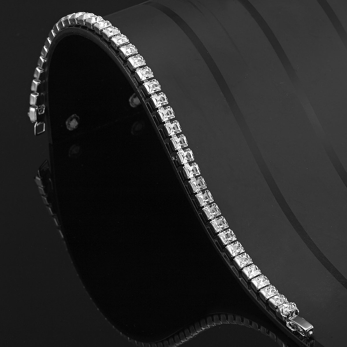 Quality Rhodium Plated Tennis Bracelet Made with SWAROVSKI® Crystals - USA Made - Brands N More