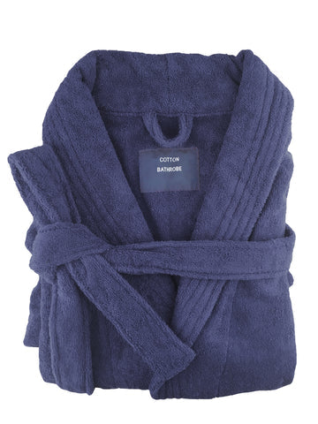 small medium egyptian cotton terry toweling bathrobe navy - Home & Garden > Bathroom Accessories Bath Towels Robes