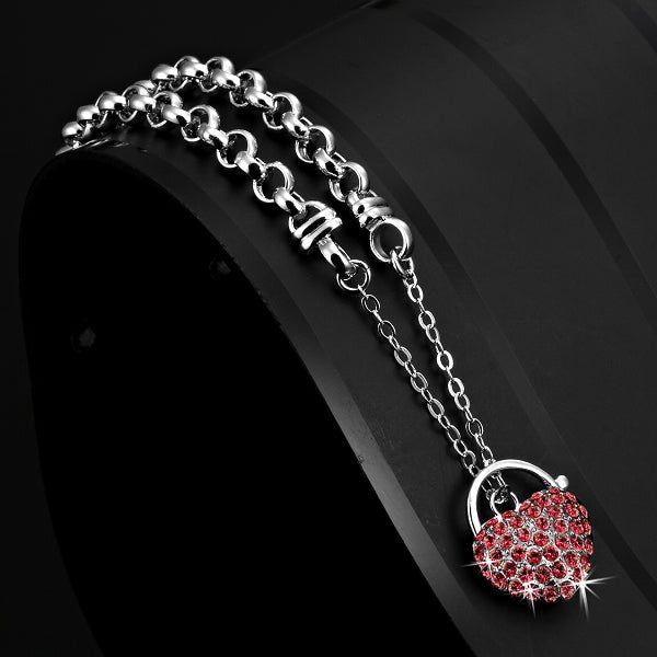 Solid 925 Sterling Silver Belcher Heart Locket Bracelet Featuring 44 Crystals by Swarovski® - Brands N More
