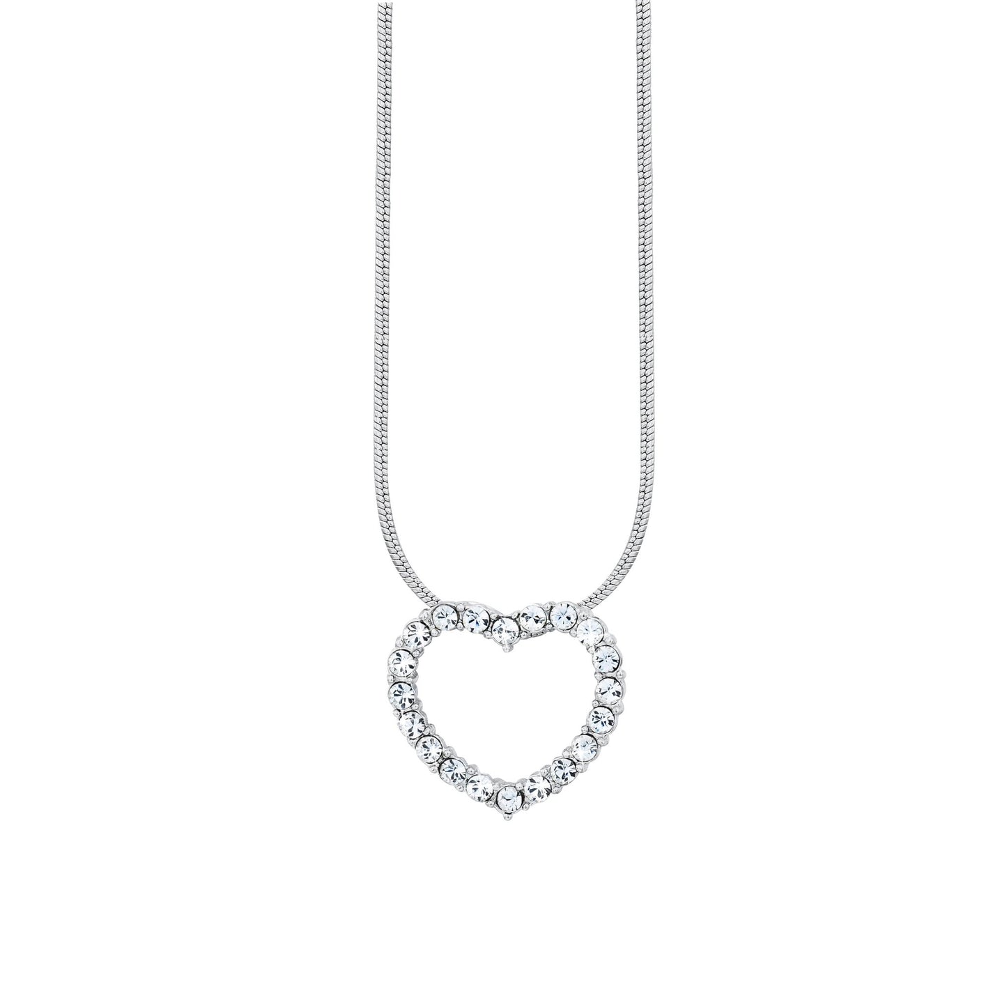 Solid 925 Sterling Silver Heart Pendant Made with SWAROVSKI Crystals - Brands N More