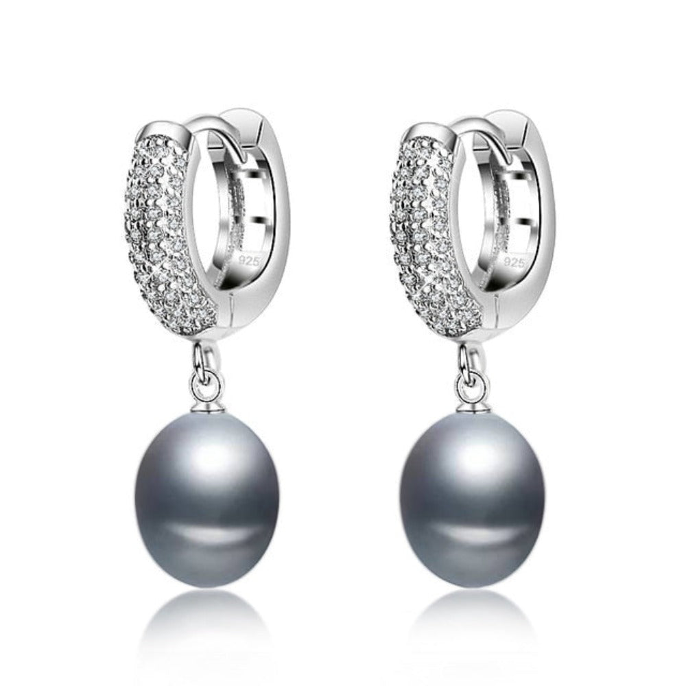 Stunning Simulated Diamond & Freshwater Pearl Drop Earrings - Brands N More