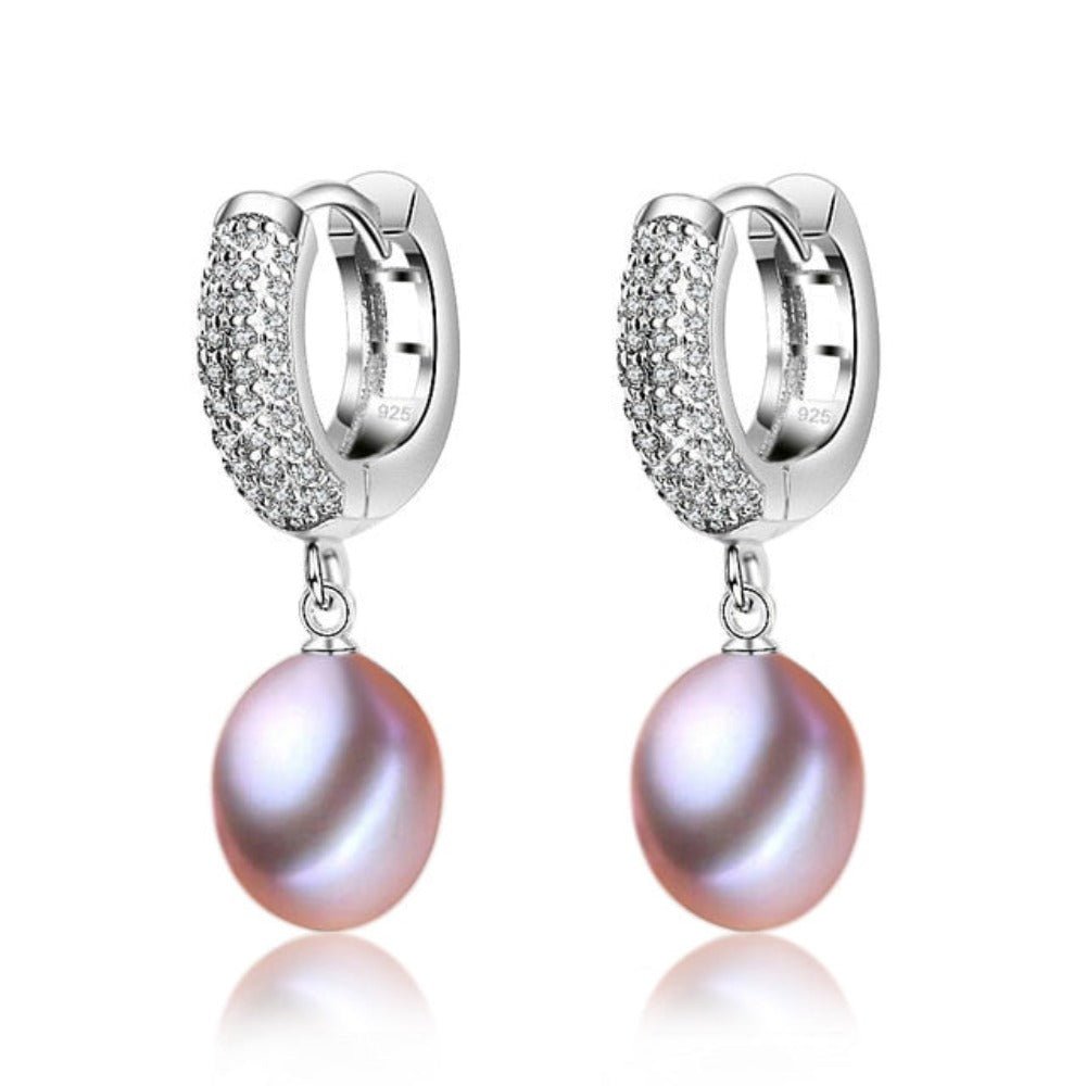 Stunning Simulated Diamond & Freshwater Pearl Drop Earrings - Brands N More