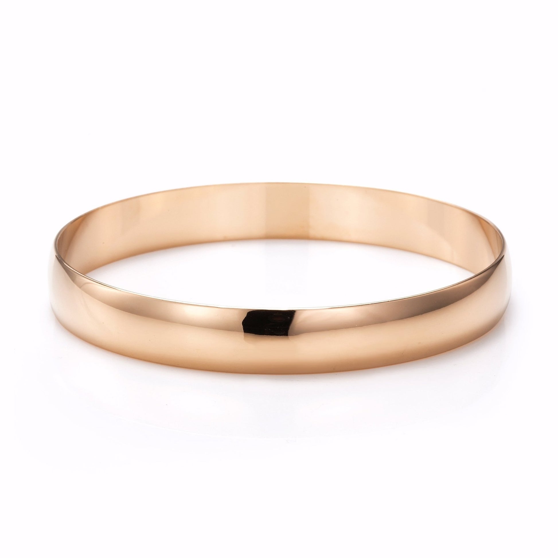 10mm Wide 18ct Heavy Rose Gold Plated Plain Bangle - USA Made - Brands N More