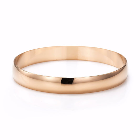 10mm Wide 18ct Heavy Rose Gold Plated Plain Bangle - USA Made - Brands N More