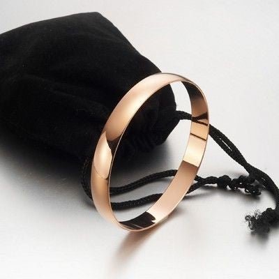 18ct Heavy Rose Gold Plated 10mm Plain Bangle - USA Made - Brands N More
