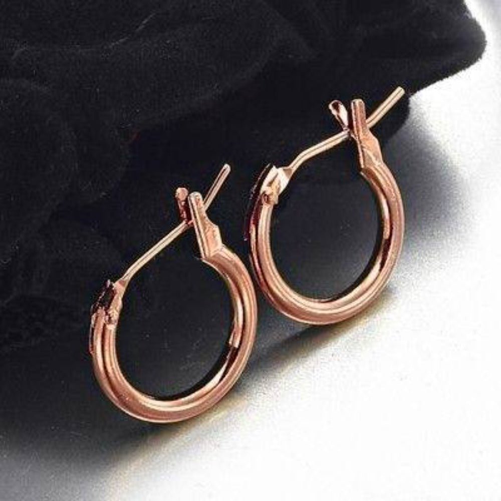 18ct Heavy Rose Gold Plated 6mm (Babies) & 9mm (Children's) Hoop Earrings - USA Made - Brands N More