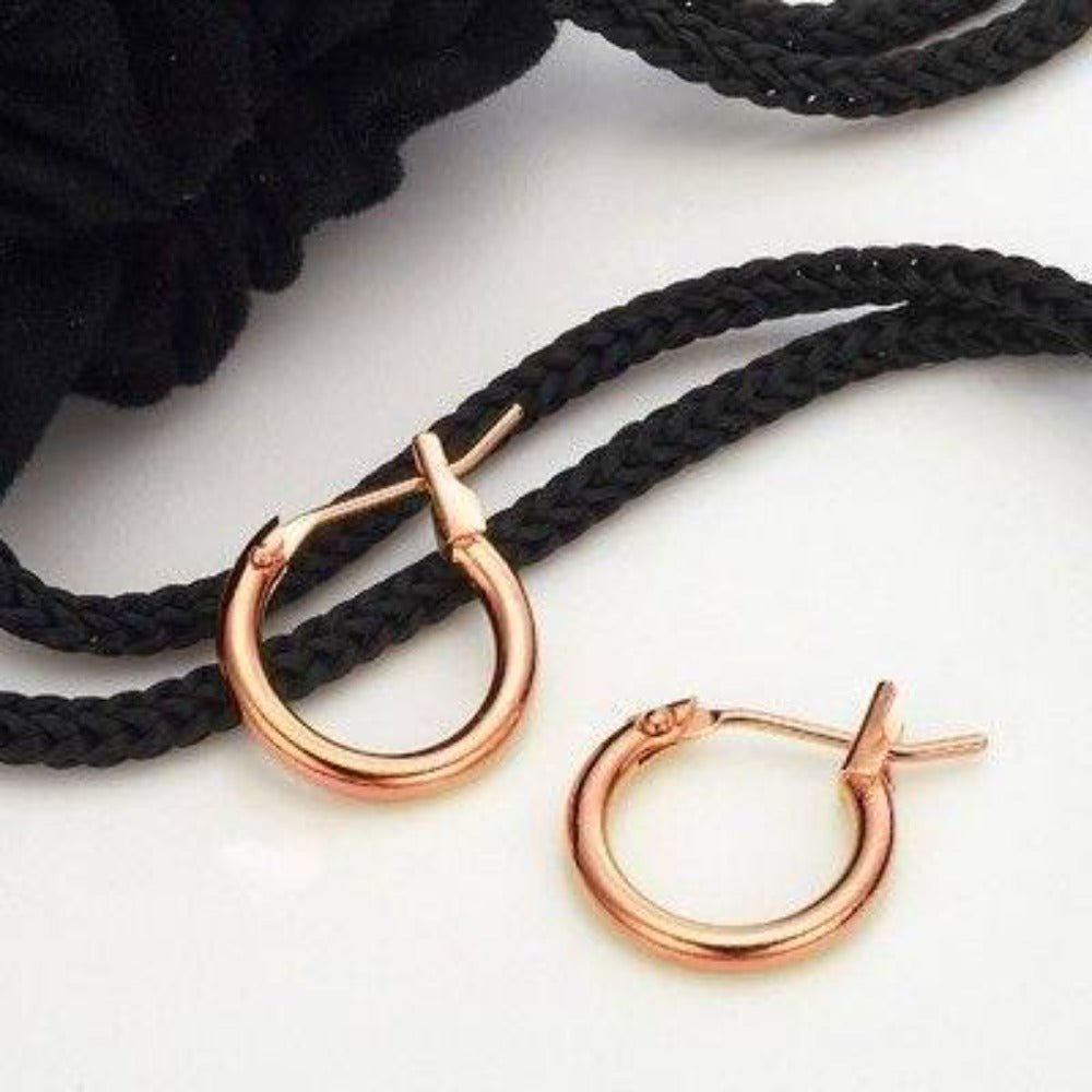 18ct Heavy Rose Gold Plated 6mm (Babies) & 9mm (Children's) Hoop Earrings - USA Made - Brands N More