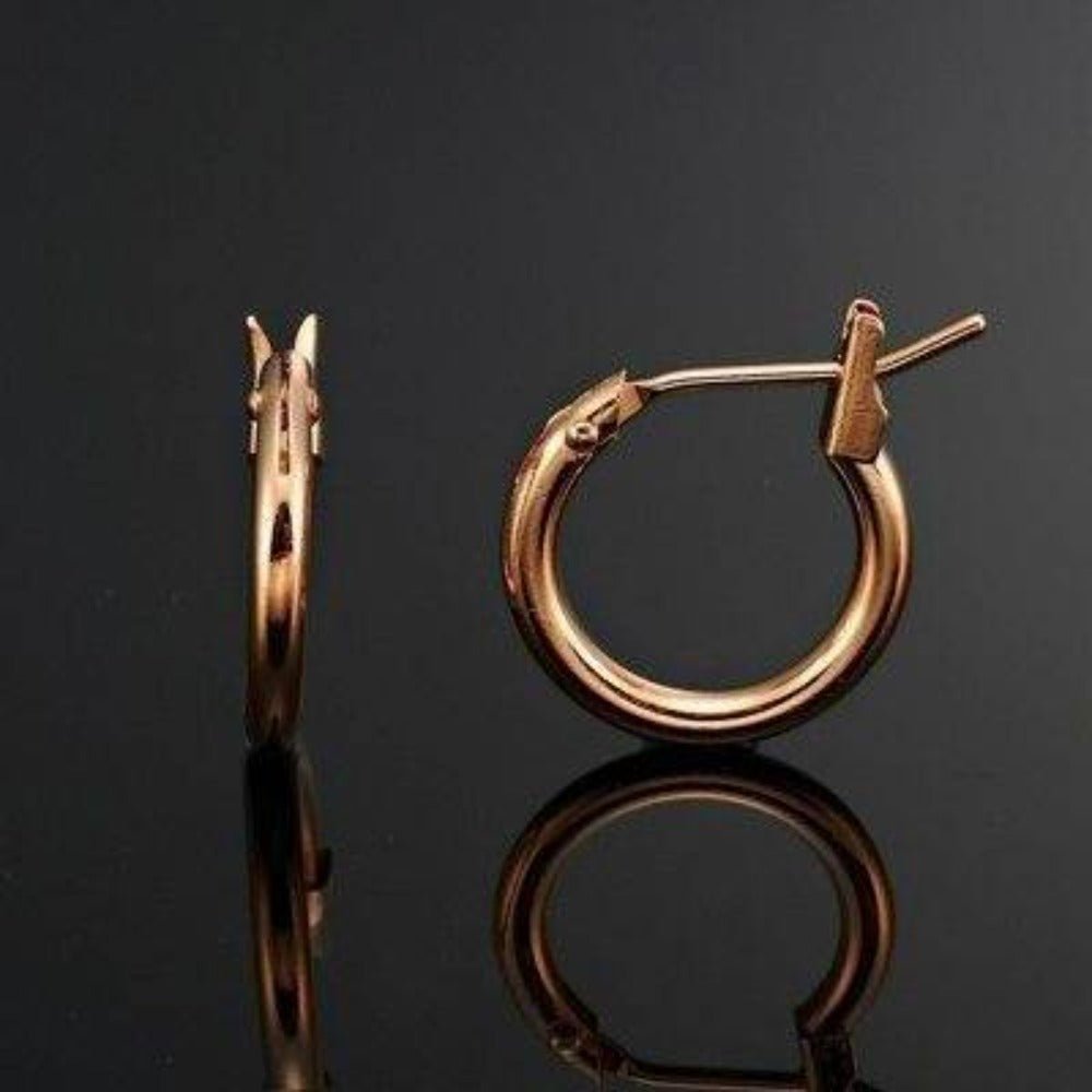 18ct Heavy Rose Gold Plated 6mm (Babies) & 9mm (Children's) Hoop Earrings - USA Made - Brands N More