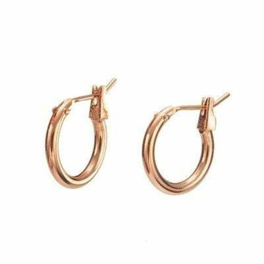 18ct Heavy Rose Gold Plated 6mm (Babies) & 9mm (Children's) Hoop Earrings - USA Made - Brands N More