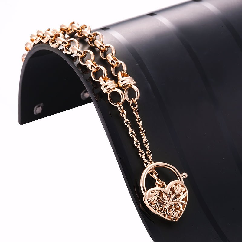 18ct Heavy Rose Gold Plated 6mm Belcher Chain Bracelet with a Filigree Locket - USA Made - Brands N More