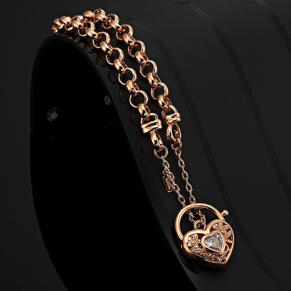 18ct Heavy Rose Gold Plated 6mm Belcher Chain Bracelet with a Filigree Locket - USA Made - Brands N More