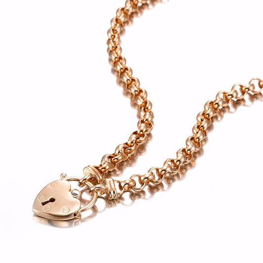18ct Heavy Rose Gold Plated 6mm Belcher Chain Necklace Featuring a Plain Locket - USA Made - Brands N More