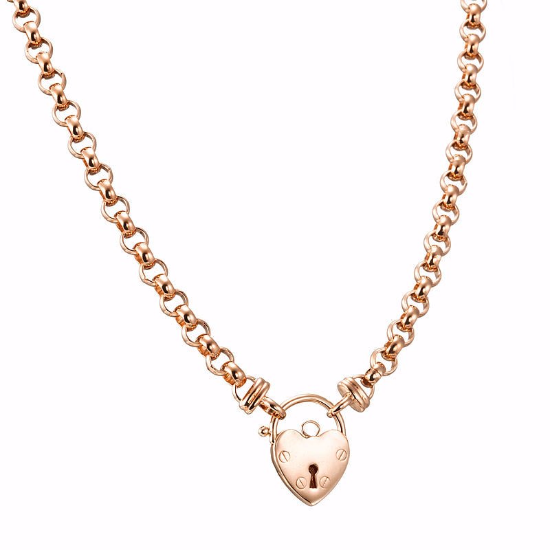 18ct Heavy Rose Gold Plated 6mm Belcher Chain Necklace Featuring a Plain Locket - USA Made - Brands N More
