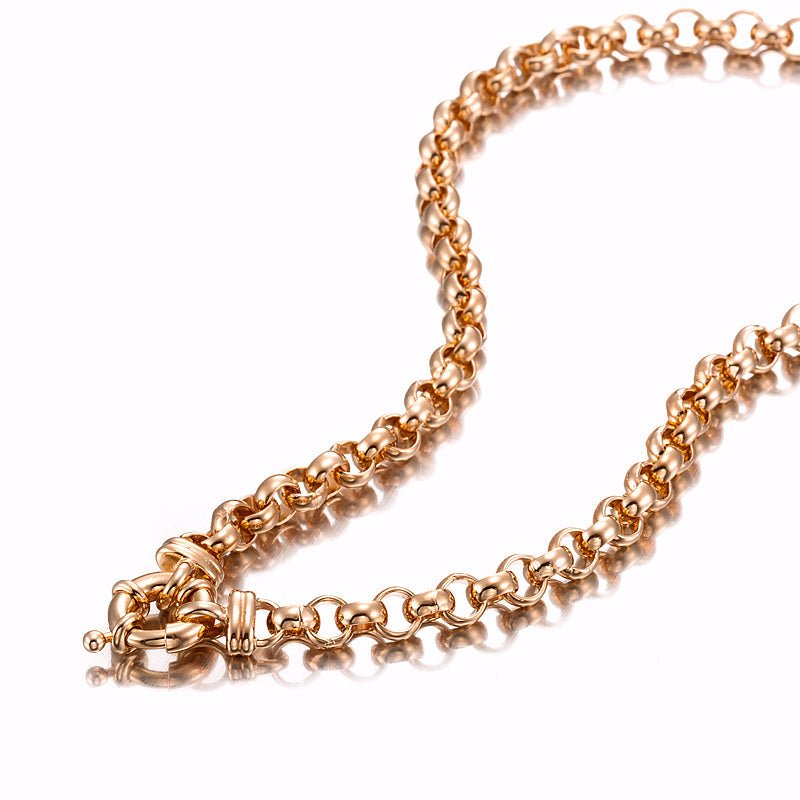 18ct Heavy Rose Gold Plated 6mm Belcher Chain Necklace with Bolt Clasp - USA Made - Brands N More